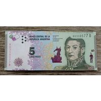 Werty71 Аргентина 5 Песо 2016 UNС банкнота