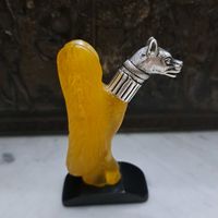 Статуэтка старинная. Симаргл. Янтарь.Серебро.