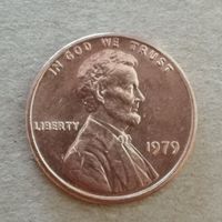 США 1 цент, 1979 г., Цент Линкольна без отметки МД,  KM# 201, ю