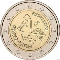 2 евро 2021 Эстония Финно-угорские народы UNC из ролла
