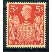 Великобритания - 1939г. - король Георг VI, герб, 5 Sh - 1 марка - MLH с жёлтыми пятнами [Mi 213]. #3-WK-88-A-1