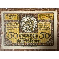 Нотгельд , 50 пфеннигов 1920 год. Фаллерслебен. Веймарская республика