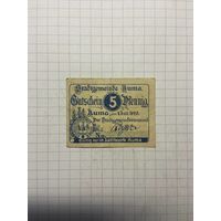 5 пфенингов (нотгельды) г. Германия.-1412