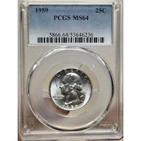 25 центов 1959 США ms 64 pcgs