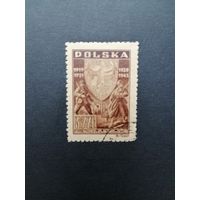 Польша 1946 Марка "25 годовщина трем Силезским восстаниям периода 1919-1921 годов" (гашение с клеем, след от наклейки) Mi.437 каталог 1.20 евро