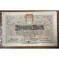 Банкнота 20 марок 1918 год. Альтона. Веймарская республика