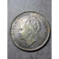 Нидерланды 2.5 гульдена 1944 25 грамм серебра 720 пробы