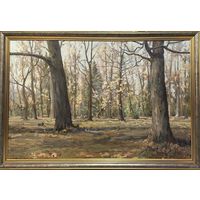Каталожный Бржозовский Г.Ф "Дубы Курасовщины", холст, масло. Размер 75х114 см.