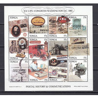 Транспорт. Техника. Тонга. 1989. 1 малый лист из 12 марок. Michel N бл15 (45,0 е).
