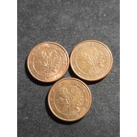 Германия 1 евроцент 2007 D,A,F