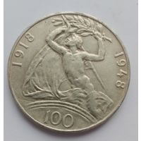 100 крон 1948 года. 30 лет Независимости. Чехословакия.