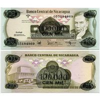 Никарагуа. 100 000 на 500 кордоба (образца 1987 года, P149, UNC)