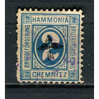 Германия - Хемниц - Местные марки - 1887 - Надпечатка (черн.) Стрела на 2Pf - [Mi.19bi] - 1 марка. Гашеная.  (Лот 100CS)