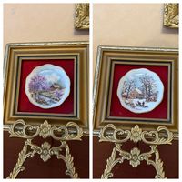 Панно Пейзажи Весна и Зима Англия фарфор винтаж цена за пару