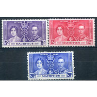 Британские колонии - Маврикий - 1937г. - коронация короля Георга VI и королевы Елизаветы - 3 марки - полная серия, MLH, MNH [Mi 200-202]. #2-Bc-50-A-1