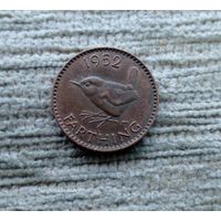 Werty71 Великобритания 1 фартинг 1952 Георг 6 Крапивник Птица