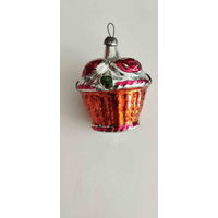 Елочная игрушка СССР. Kоpзина c цветами