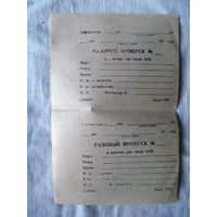 25-34 П1 Бланк Разовый пропуск для автомобиля Рабочие дни после 18-00 МО СССР 1970-е