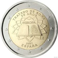 2 евро 2007 Испания 50 лет подписания Римского договора UNC из ролла