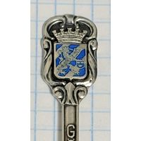 С 1 РУБЛЯ! ВИНТАЖНАЯ СУВЕНИРНАЯ ЛОЖКА СЕРЕБРО 925 ШВЕЦИЯ ЭМАЛЬ ГЕРБ ГОРОДА ГЁТЕБОРГ