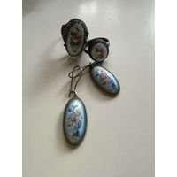 Набор украшений ( серьги , перстень) финифть