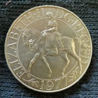 Великобритания 25 пенсов 1977 г, Cеребряный юбилей царствования Елизаветы II, KM# 920