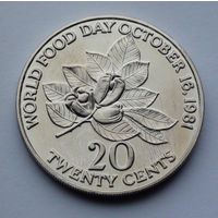 Ямайка 20 центов, ФАО - Всемирный день продовольствия, 16 октября 1981 г.