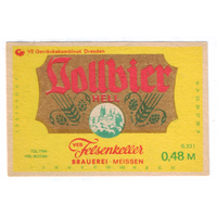 Этикетка пива Vollbier Германия П813
