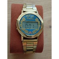 Часы"электроника" как новые. юбилейные. 60 лет победы.браслет