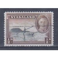 [2057] Британские колонии. Ньясаленд 1945. Георг VI.Лодка.Озеро Ньяса. Гашеная марка.