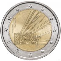 2 евро 2021 Португалия Председательство в Совете ЕС UNC из ролла