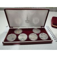 Набор из 6-ти монет 1 рубль 1977-1980 "Олимпиада -80" в экспортном футляре с сертификатами.
