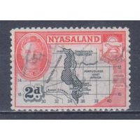 [2057] Британские колонии. Ньясаленд 1945. Георг VI.Карта колонии. Гашеная марка.