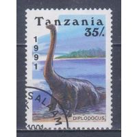 [1135] Танзания 1991. Древняя фауна.Динозавры. Гашеная марка.