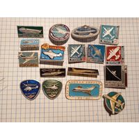 Значки самолеты 17 шт