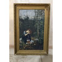 Копия картины Васнецова Аленушка старинная масло начало 20 века