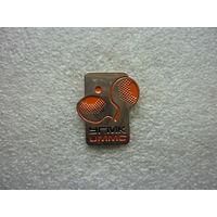 Знак нагрудный. Клуб настольного тенниса УГМК UMMC. Ракетка шарик. Нейзильбер цанга.