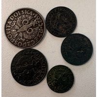 Лот из 5 монет Польские грошы разных годов. С Рубля! Так же смотрите другие мои лоты