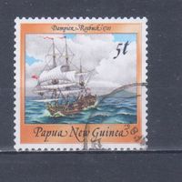 [1671] Папуа Новая Гвинея 1987. Корабль.Парусник. Гашеная марка.