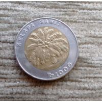 Werty71 Индонезия 1000 рупий 1993 Пальмы биметалл