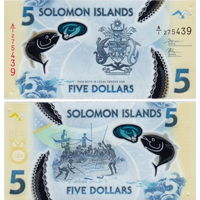Соломоновы Острова  5 долларов 2019 год   UNC  (полимер)