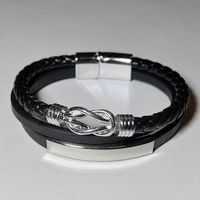 Браслет кожаный "Вязь" (с элементом для гравировки)