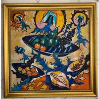 Кищенко А.М;Нар.худ;120/120см."Натюрморт в пространстве", размер с рамой 120х120 см., 97,5х97,5 см. ДВП, масло.