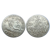 Трояк (3 гроша) 1598 года Рига Сигизмунд III Ваза