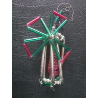 Елочная игрушка Мельница,стеклярус.