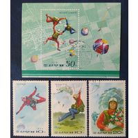 КНДР 1975 парашютный спорт блок + 3м из 5м, без клея.