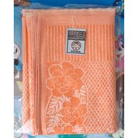 ПОКРЫВАЛО ПОЛУЛЬНЯНОЕ ЦВЕТНОЕ. РАЗМЕРЫ В СМ. : 140 Х 210.  ЛЁН + ХЛОПОК + ПЭ ДО 15%.  ОРШАНСКИЙ ЛЬНОКОМБИНАТ.