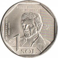 Перу 1 соль, 2021 Торибио Родригес де Мендоса UNC