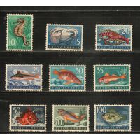 Югославия-1956(Мих.796-803) , ** ( 4 м - * ) ,  Фауна, Рыбы (полная серия)