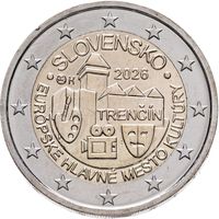 Словакия 2 евро, 2026 Тренчин - Культурная столица Европы 2026 UNC из ролла